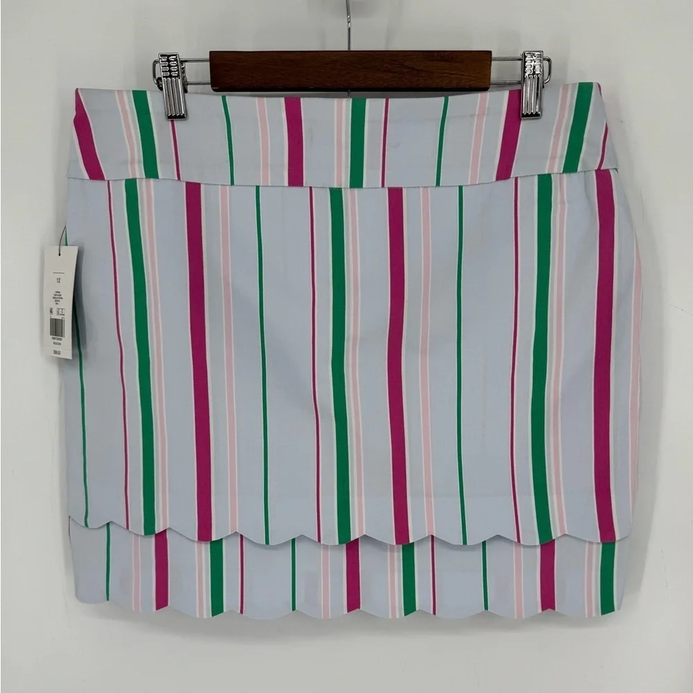 Crown & Ivy Women's Multicolor Striped Mini Skirt with Ruffles NWT Size 12